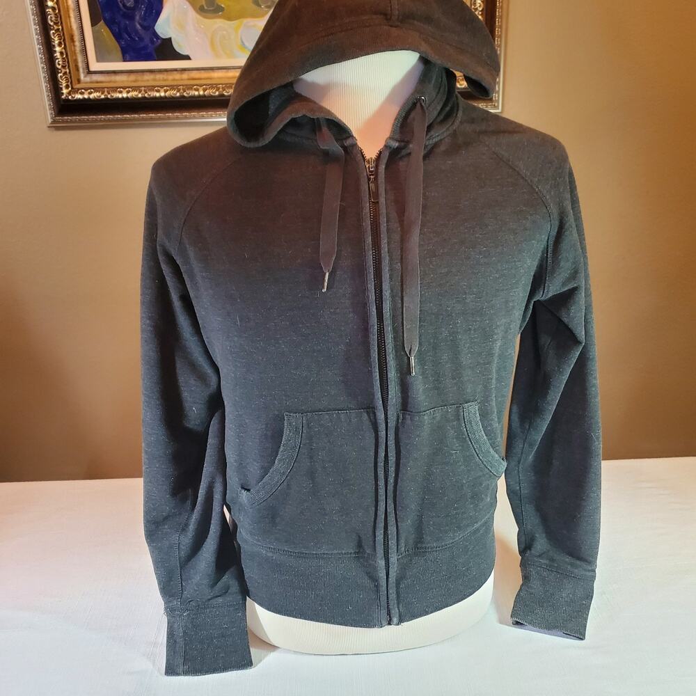 Eddie Bauer Mens Medium Gray Full Zip Fleece Hoodie Sweatshirt Top
